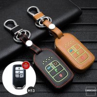 Leder Schlüssel Cover passend für Honda Schlüssel braun LEUCHTEND! LEK2-H13-2