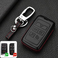 Leather key fob cover case fit for Land Rover LR1 remote key black