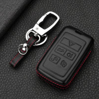 Leather key fob cover case fit for Land Rover LR1 remote key black