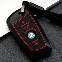 Hartschalen Etui Cover passend für BMW Schlüssel schwarz/rot HEK46-B5-11