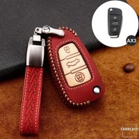 Premium Leather key fob cover case fit for Audi AX3 remote key blue
