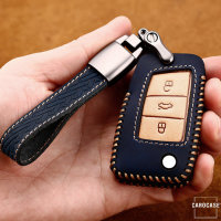 Premium Leather key fob cover case fit for Volkswagen, Skoda, Seat V3X remote key red