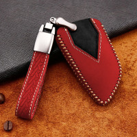 Premium Leather key fob cover case fit for BMW B6, B7 remote key red