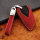 Premium Leder Cover passend für BMW Autoschlüssel inkl. Lederband und Karabiner rot LEK31-B7-3