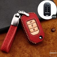 Coque de protection en cuir de première qualité pour voiture Honda clé télécommande H10 rouge