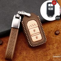 Premium Leder Cover passend für Honda Autoschlüssel inkl. Lederband und Karabiner rot LEK31-H11-3