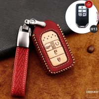 Premium Leather key fob cover case fit for Honda H13 remote key brown