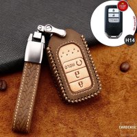 Premium Leather key fob cover case fit for Honda H14 remote key blue