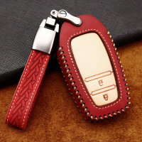 Coque de protection en cuir de première qualité pour voiture Toyota clé télécommande T3 rouge