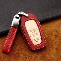 Coque de protection en cuir de première qualité pour voiture Toyota clé télécommande T4 rouge