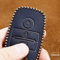 Premium Leder Cover passend für Kia Schlüssel + Anhänger blau LEK60-K7-4