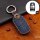 Premium Leder Cover passend für Kia Schlüssel + Anhänger blau LEK60-K7-4