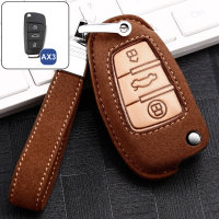 Coque de clé de Voiture (LEK59) en cuir compatible avec Audi clés incl. bracelet en cuir - brun