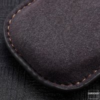 Premium leather key cover (LEK59) for Audi keys incl. leather strap / keychain - grey