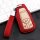 Premium leather key cover (LEK59) for Audi keys incl. leather strap / keychain - red