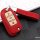 Premium leather key cover (LEK59) for Volkswagen, Skoda, Seat keys incl. leather strap / keychain - red