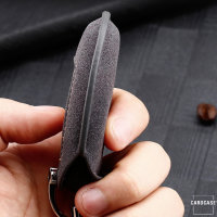 Premium Leder Schlüsselhülle / Schutzhülle (LEK59) passend für Nissan Schlüssel inkl. Lederband - grau