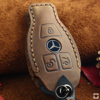 PREMIO Leder Schlüssel Cover passend für Mercedes-Benz Schlüssel braun LEK33-M8