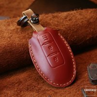 Leather key fob cover case fit for Nissan N5 remote key brown