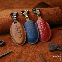 Leather key fob cover case fit for Nissan N6 remote key red