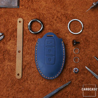 PREMIO Leder Schlüssel Cover passend für Nissan Schlüssel blau LEK33-N6