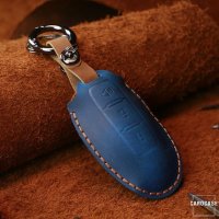 Leather key fob cover case fit for Nissan N7 remote key red