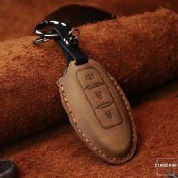 Leather key fob cover case fit for Nissan N7 remote key brown