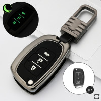 Schlüssel Cover mit Silikon Tastenabdeckung (Leuchtend) passend für Hyundai Autoschlüssel anthrazit HEK54-D7-37