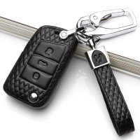 Leather key fob cover case fit for Volkswagen, Audi, Skoda, Seat V3X remote key black