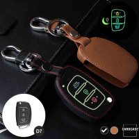 Leather key fob cover case fit for Hyundai D7 remote key black