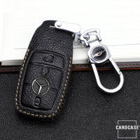 Cuero de primera calidad funda para llave de Mercedes-Benz M9 marrón
