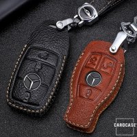 Cuero de primera calidad funda para llave de Mercedes-Benz M8 marrón