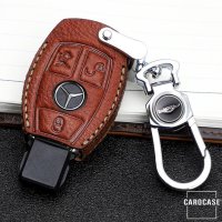 Cuero de primera calidad funda para llave de Mercedes-Benz M7 marrón