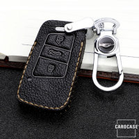 Premium Leather key fob cover case fit for Volkswagen, Skoda, Seat V4 remote key black