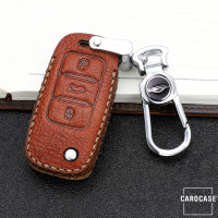 Premium Leather key fob cover case fit for Volkswagen, Skoda, Seat V2X remote key black