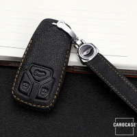 Premium Leather key fob cover case fit for Audi AX6 remote key brown