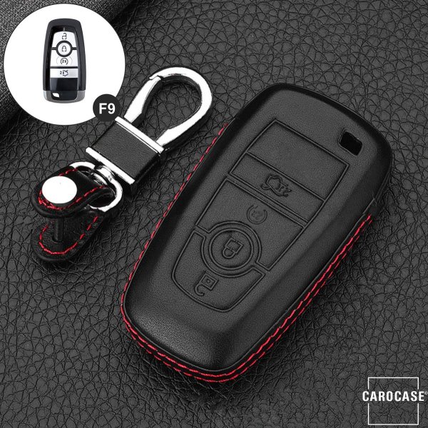 Leather key cover (LEK48) for Ford keys including hook - black