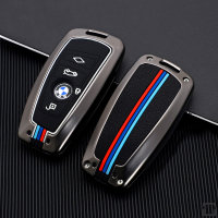 Coque de clé de voiture (HEK10) compatible avec BMW clés incl. porte-clés - anthracite