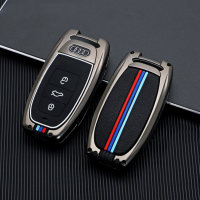 Coque de clé de voiture (HEK10) compatible avec Audi clés incl. porte-clés - anthracite