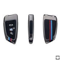 Coque de clé de voiture (HEK10) compatible avec BMW clés incl. porte-clés - anthracite