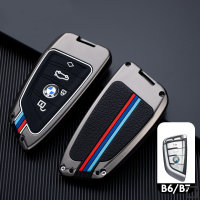 Coque de clé de voiture (HEK10) compatible avec BMW clés incl. porte-clés - anthracite