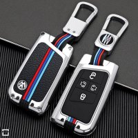 Coque de clé de voiture (HEK10) compatible avec Volkswagen, Skoda, Seat clés incl. porte-clés - anthracite