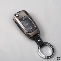 Key case cover FOB (HEK32) for Volkswagen, Skoda, Seat keys incl. key ring + mini screwdriver - anthracite