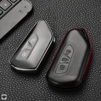 Coque de protection en cuir pour voiture Volkswagen, Skoda, Seat clé télécommande V11 noir