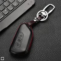 Cuero funda para llave de Volkswagen, Skoda, Seat V11 negro