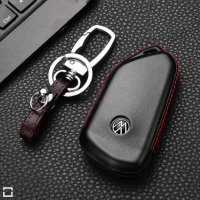 Cuero funda para llave de Volkswagen, Skoda, Seat V11 negro