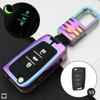 Key case cover FOB (HEK54) for Volkswagen, Audi, Skoda, Seat keys incl.hook + mini screwdriver - rainbow