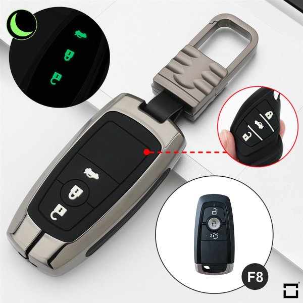 Aluminum key fob cover case fit for Ford F8 remote key anthracite