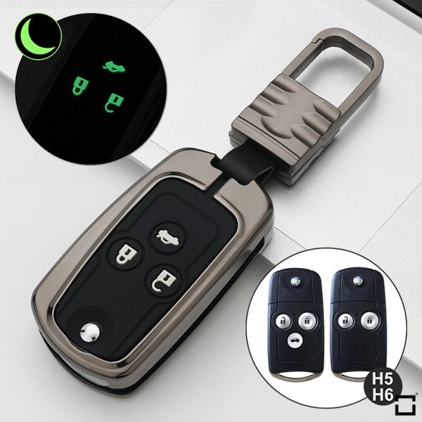 Aluminum key fob cover case fit for Honda H5, H6 remote key anthracite