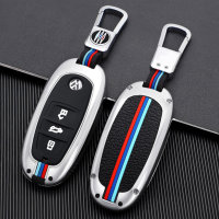 Coque de clé de voiture (HEK10) compatible avec Volkswagen clés incl. porte-clés - argent